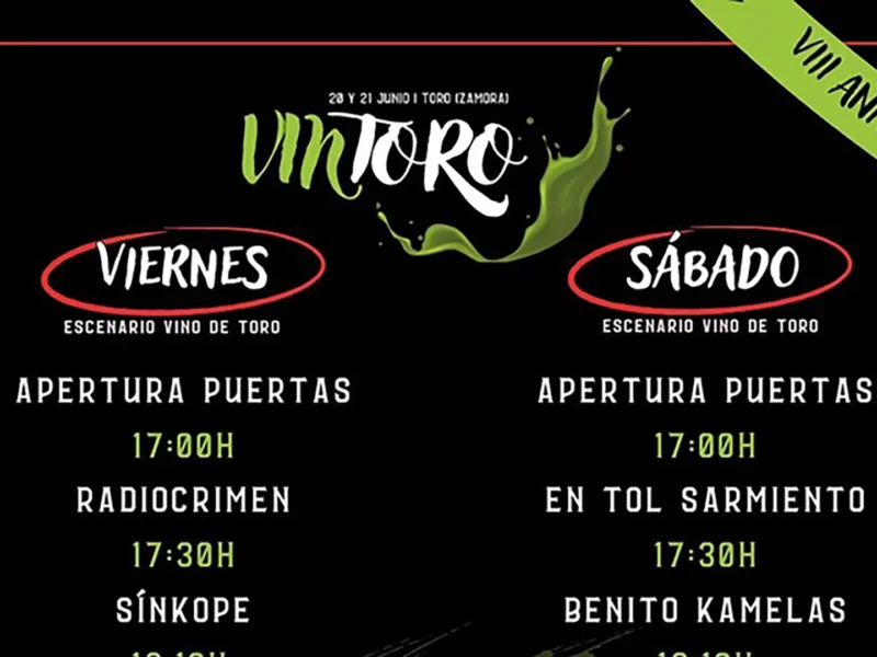 Horarios de la octava edición del festival Vintoro