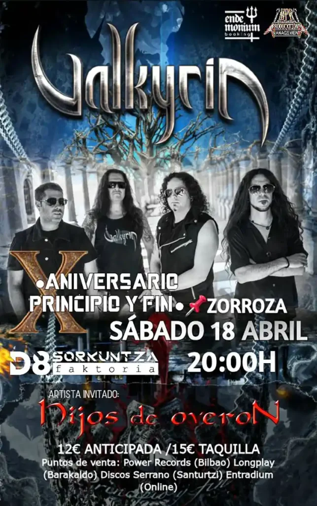 Cartel del concierto especial de Valkyria en Bilbao