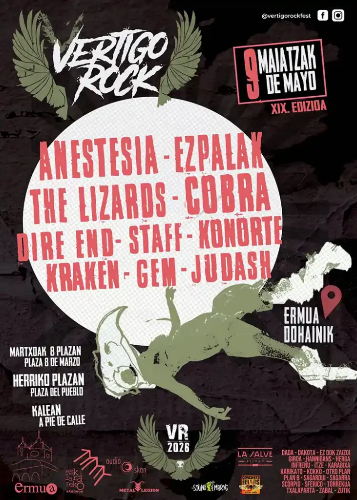Vértigo Rock Festival 2026 Cartel de la decimonovena edición del Vértigo Rock Festival