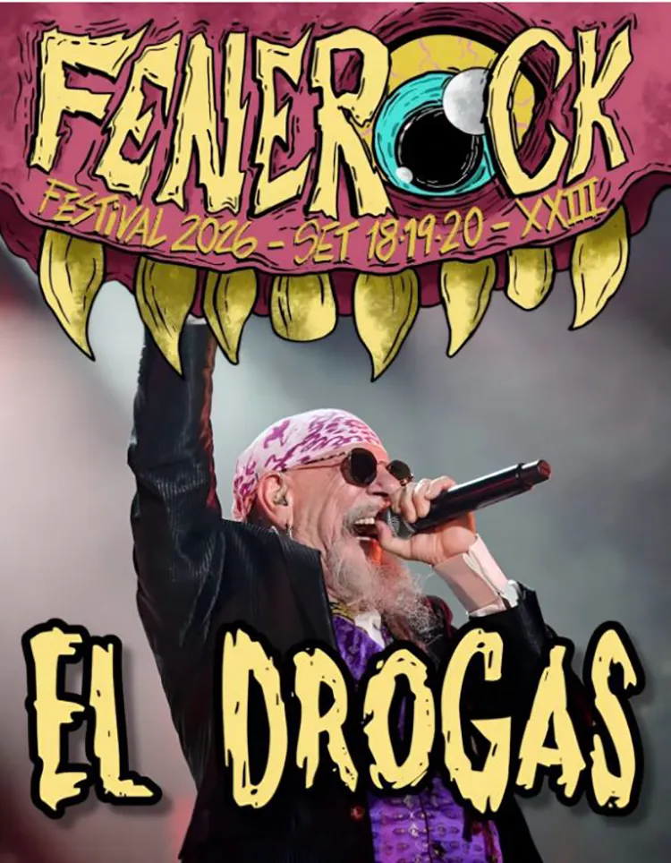 Cartel de El Drogas en la próxima edición del FeneRock Festival 2026