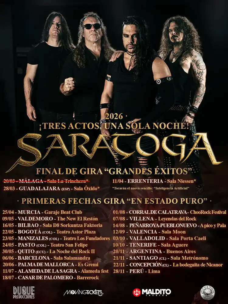 Saratoga Fechas Cartel de las próximas actuaciones de Saratoga