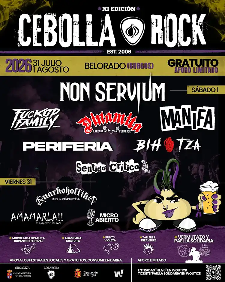 Cebolla Rock 2026 Cartel de la undécima edición del Cebolla Rock