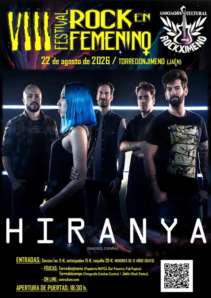 Hiranya Festival Rock En Femenino 2026 Cartel de Hiranya en El 22 de agosto se celebrará la octava edición del Festival Rock en Femenino