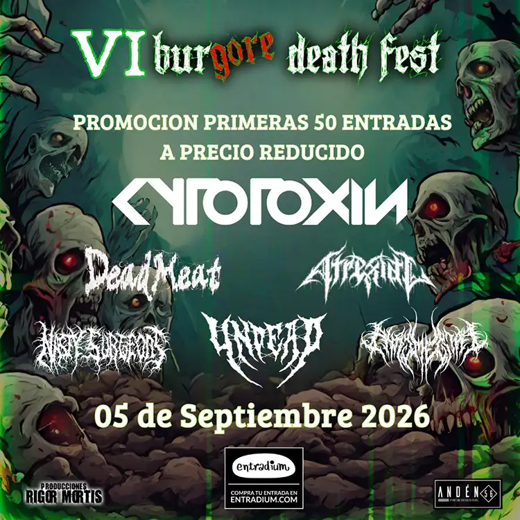 Burgore Death Fest 2026 Cartel con las primeras bandas anunciadas para la sexta edición del Burgore Death Fest