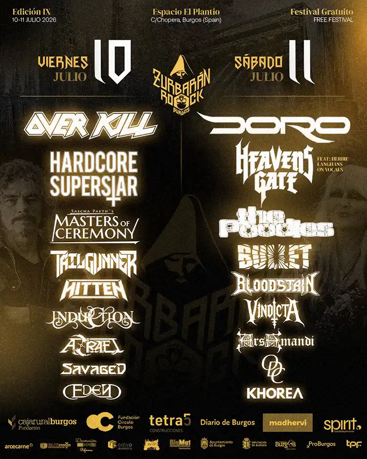 Cartel por días del Zurbarán Rock Burgos 2026