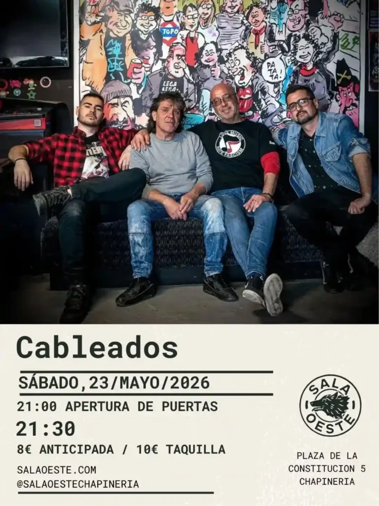 Cartel de la próxima actuación de Cableados