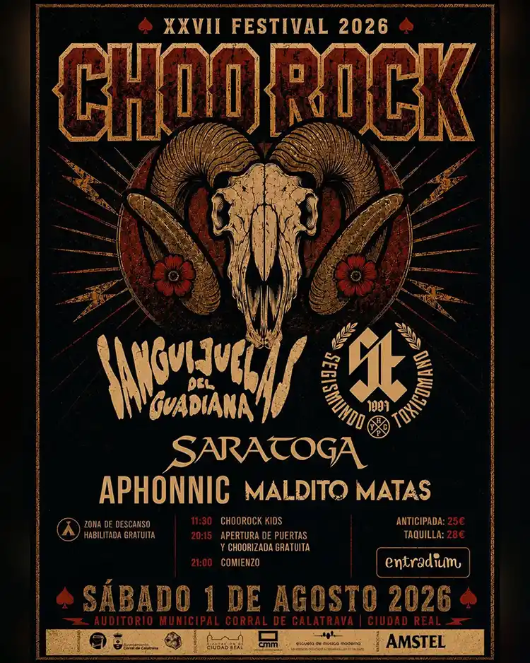ChooRock 2026 Cartel de la vigésima séptima edición del ChooRock Festival