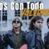 Four men in leather jackets with guitars pose outdoors, with bold promotional text 'Vamos Con Todo' and 'Volvoreta II' across the top.