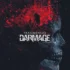 Side profile of a gray skull with red neon glitch effects on a dark background, with the title text 'FRAGMENTOS' above 'DAMAGE' in bold white letters