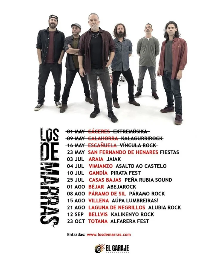 Los de Marras Gira Cartel con los próximos conciertos de Los de Marras